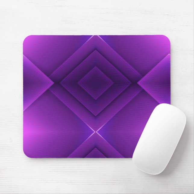 Um mousepad geométrico roxo com formas de diamante (Com mouse)