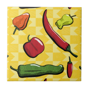 Um Mundo de Azulejo de Peppers Chili