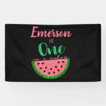 Um na Melon Watermelon Primeiro Banner de Aniversá