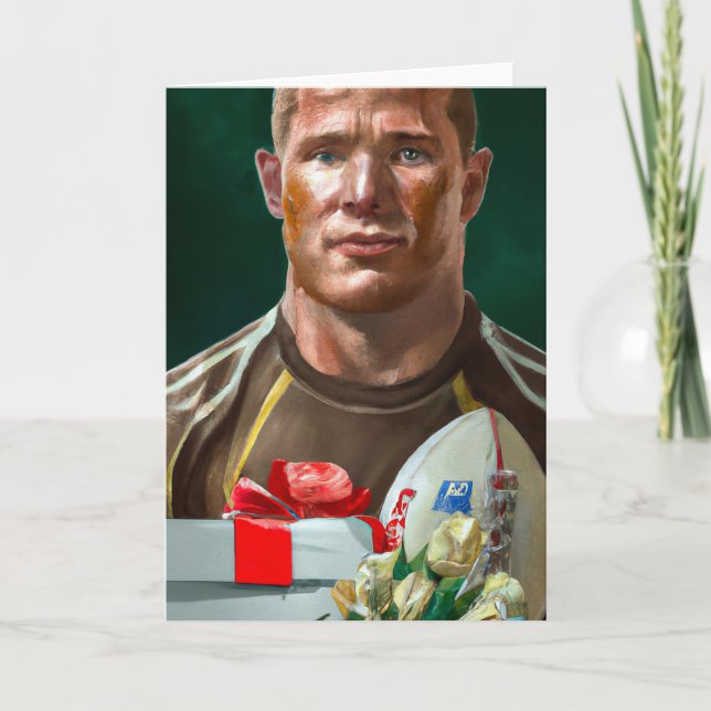 Um Natal de Rugby - Cartão Saudável de Rugby (Frente)