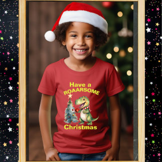 Um Natal giro, uma camiseta de Dinassauro Engraçad