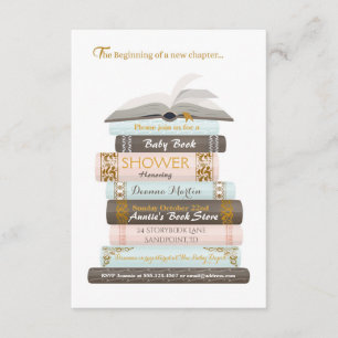 Um novo capítulo  Convite Para Chás De Livros Bebê