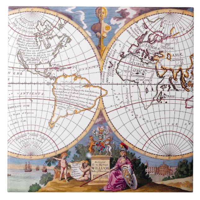 Um Novo Mapa Do Terraqueado Azulejo Do Globo (Frente)