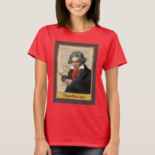 Um Ouro de Quinto de Camiseta Beethoven - Vermelho