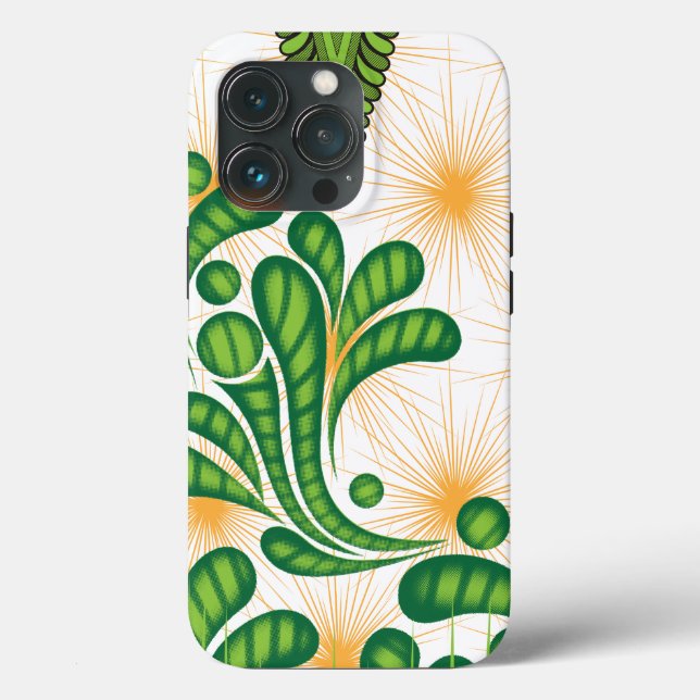 Um padrão artístico verde e dourado representando  (Verso)