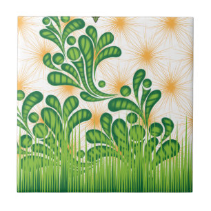 Um padrão artístico verde e dourado representando 