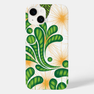 Um padrão artístico verde e dourado representando