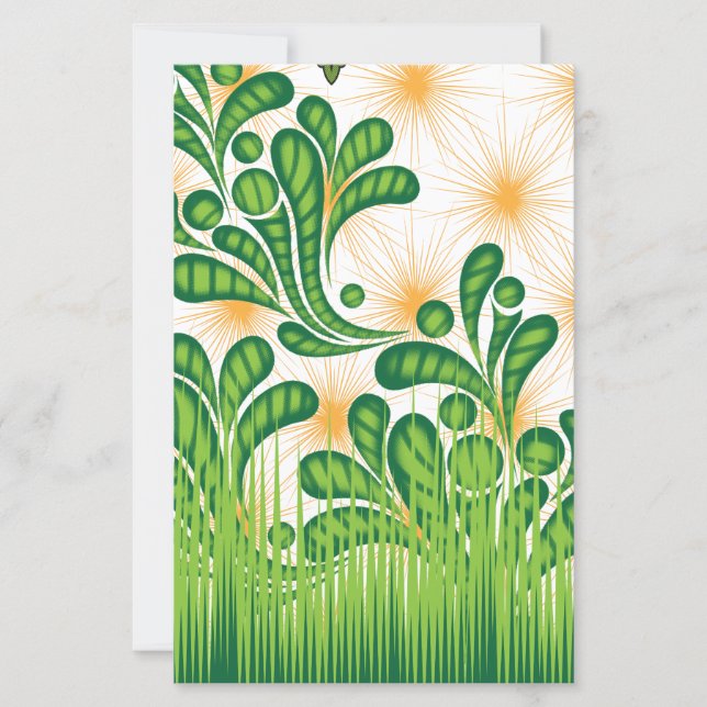 Um padrão artístico verde e dourado representando  (Frente)