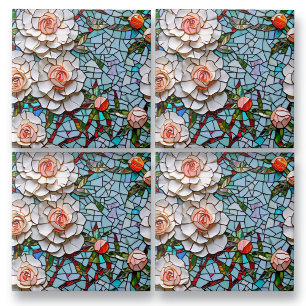 Um Padrão Bonito Faux Mosaico Floral