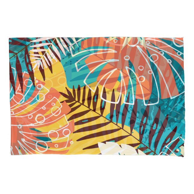 Um padrão colorido de folhas da selva tropical. (Frente)