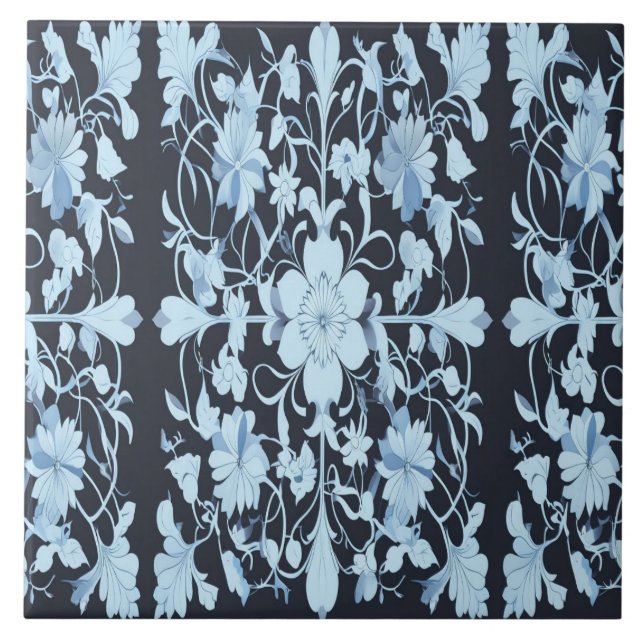 Um padrão floral azul uniforme moderno (Frente)