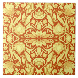 Um padrão floral vermelho e amarelo vintage