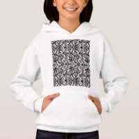 um padrão paisley preto e branco