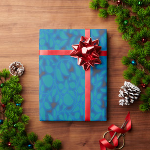 Um papel de embrulho azul com um padrão artístico