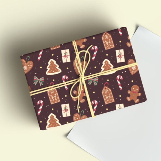 Um Papel de Presente de Natal Fofo Com Gingerbread (Criador carregado)