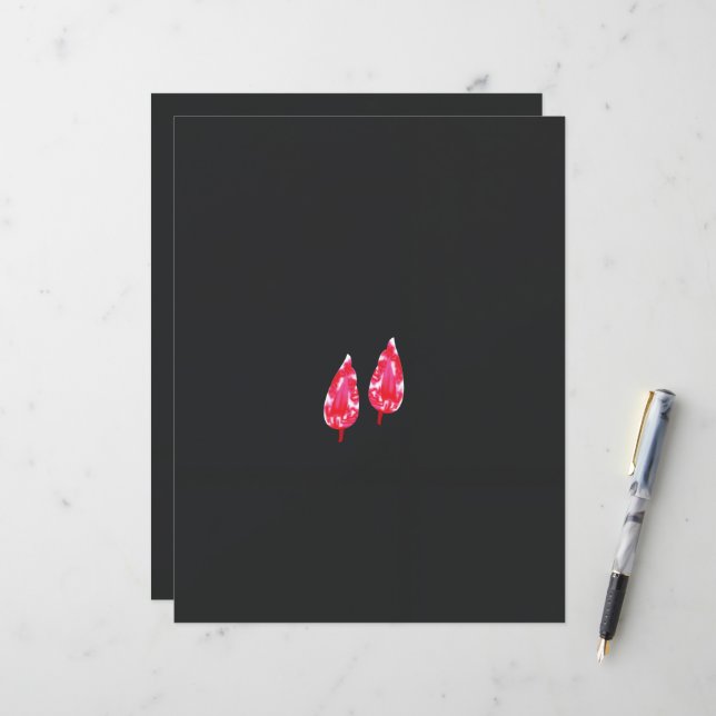 um par de folhas vermelhas em um fundo preto (Frente/Verso In Situ)