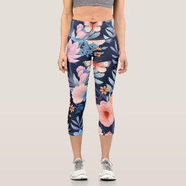 Um par de leggings com um vibrante floral 