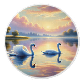 Um par de pântanos a planar num lago sereno