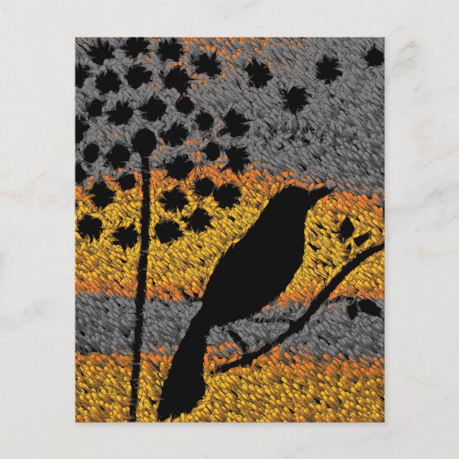 Um pássaro na folha de papel das penas (Frente)