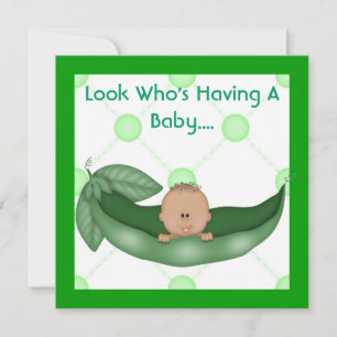 UM PEA EM CONVITES DE CHUVEIRO DE BEBÊ