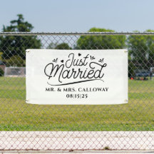 Um Pequeno Banner de Carro de Recem casados Retroa
