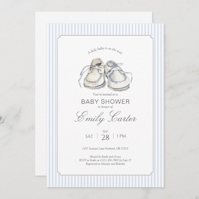 Um Pequeno Bebê Está A Caminho Do Convite Ao Chá d (Frente/Verso)