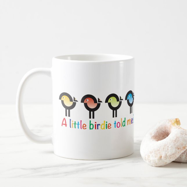 Um Pequeno Birdie Me Disse! Uma caneca com pássaro (Com Donut)