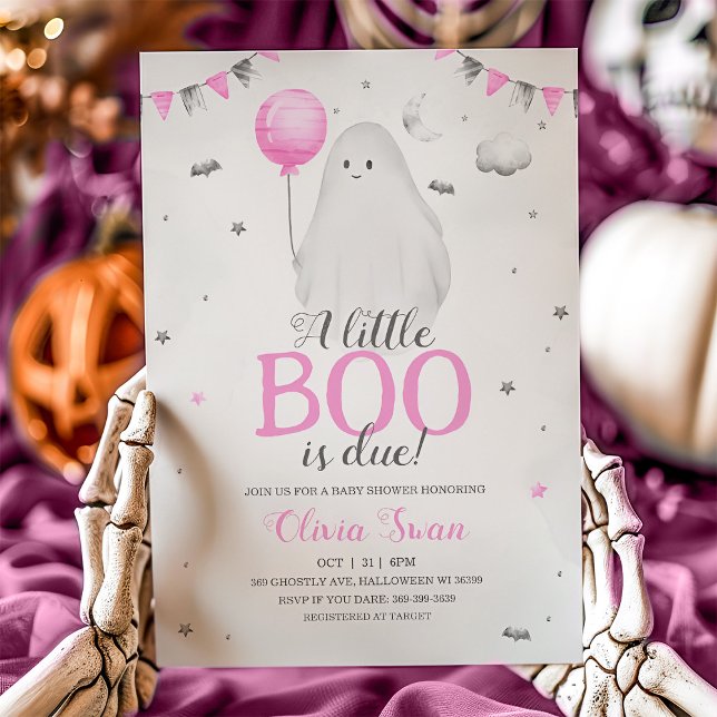 Um Pequeno Boo é quase um convite para Chás de fra (A Little Boo is Almost Due Baby Shower Invitation)