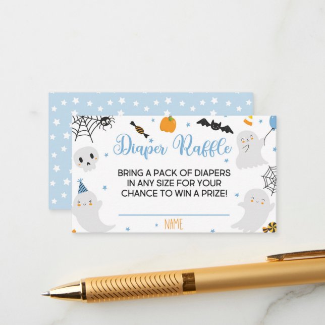 Um Pequeno Boo É Um Rapaz De Cartões De Raffle Com (Frente/Verso In Situ)