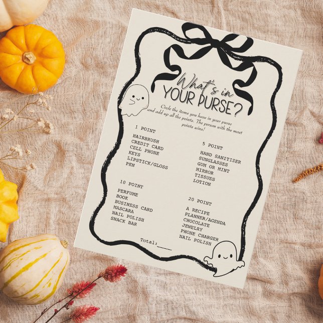 Um pequeno boo O que está no seu cartão de jogo de (A Little Boo What’s in Your Purse Game Card)