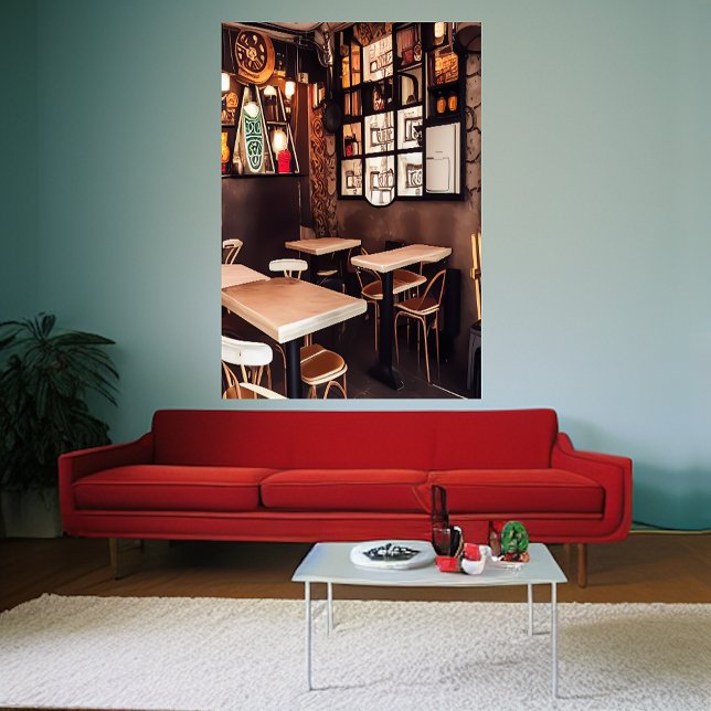 Um pequeno café | AI Art Poster (Criador carregado)