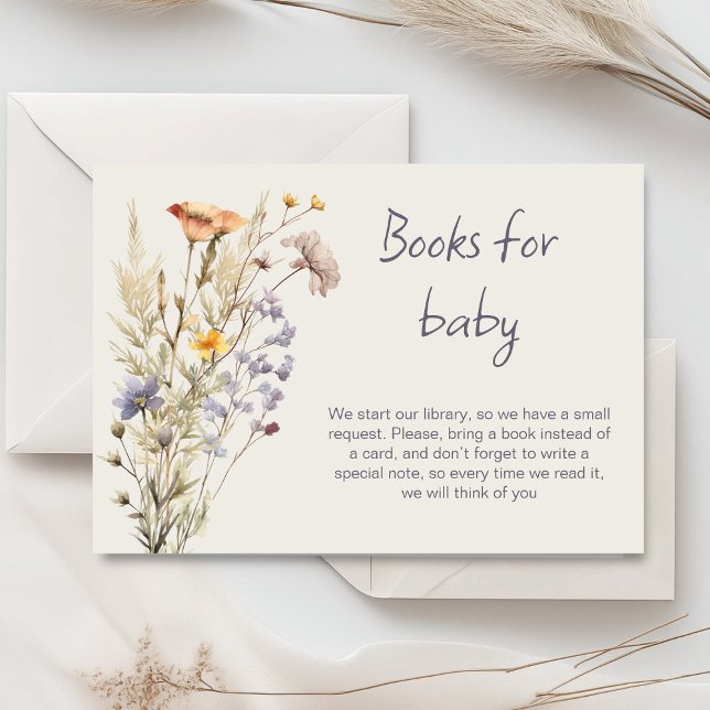 Um pequeno cartão de chá de fraldas de flor silves (Little wildflower baby shower invitation rustic boho watercolor botanical meadow, baby in bloom)