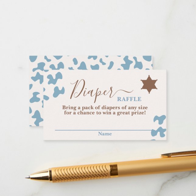Um pequeno cartão de Raffle Fralda Chá de fraldas  (Frente/Verso In Situ)