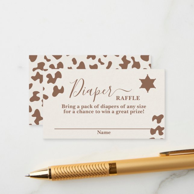 Um pequeno cartão de Raffle Fralda Chá de fraldas  (Frente/Verso In Situ)