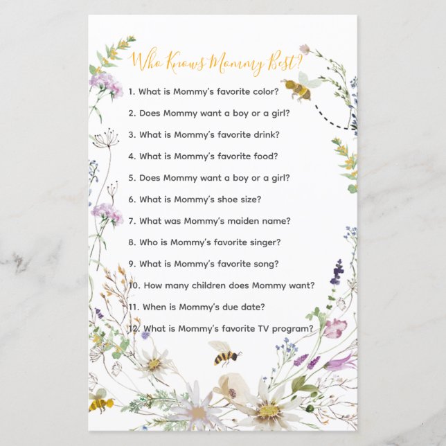 Um Pequeno Chá de fraldas De Abelhas Que Conhece M (Frente)