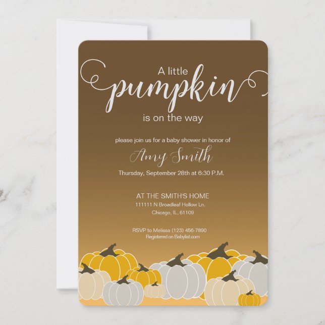 Um pequeno convite para chá de fraldas de abóbora (Frente)