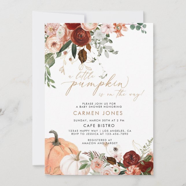 Um Pequeno Convite Para Chá de fraldas De Abóbora (Frente)