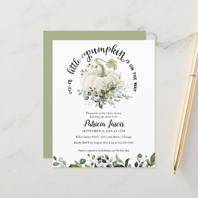 Um Pequeno Convite Para Chá de fraldas De Orçament (Frente/Verso In Situ)