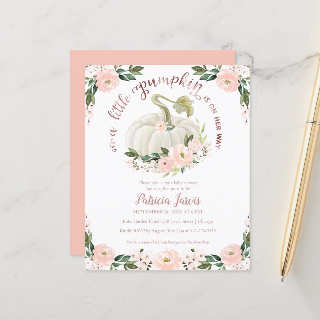 Um Pequeno Convite Para Chá de fraldas De Orçament (Frente/Verso In Situ)