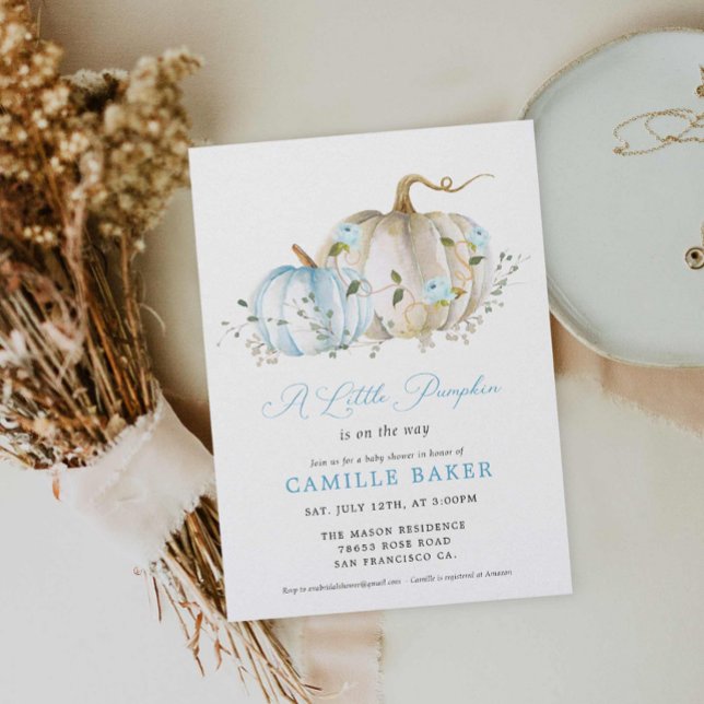 Um Pequeno Convite Para Chá de fraldas De Rapazes  (A little pumpkin is on the way boy baby shower)