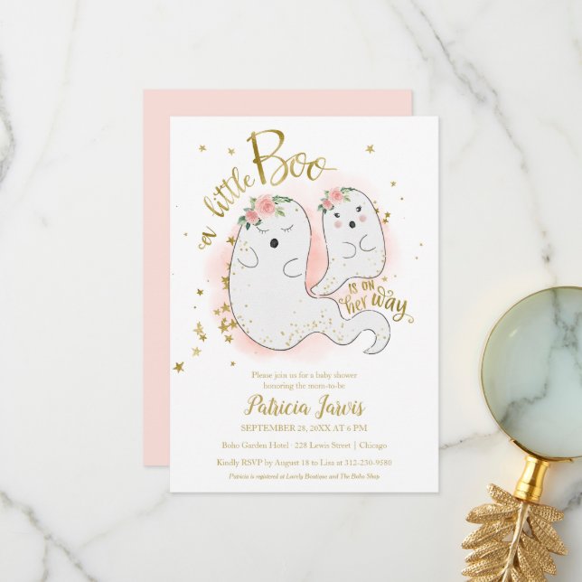 Um pequeno convite para Chás de fraldas de Boo Hal (Frente/Verso In Situ)