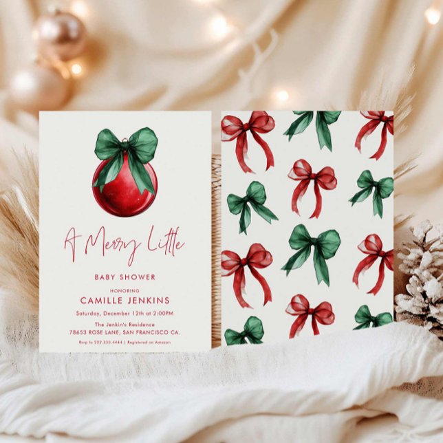Um pequeno convite para Felizes (Red and Green A Merry Little Baby Shower invitation )