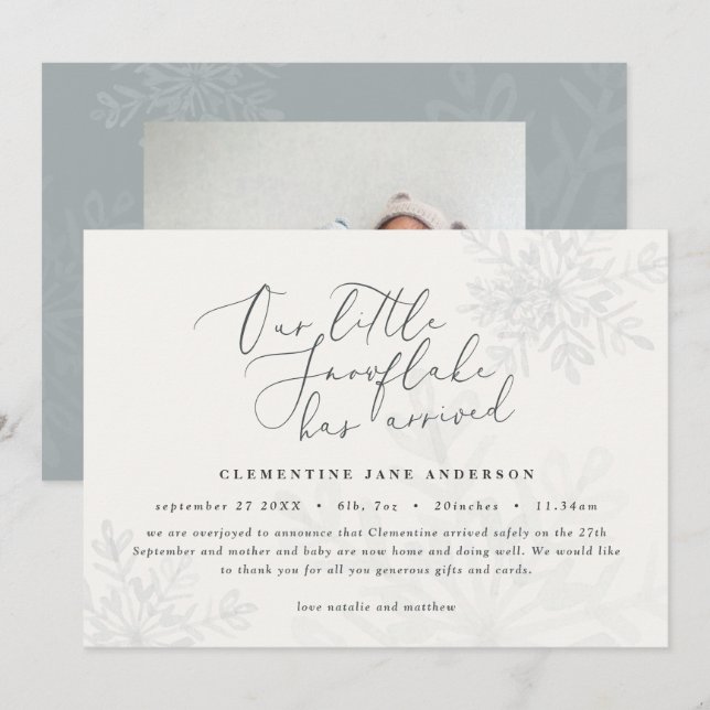 Um pequeno floco de neve azul floco de inverno ele (Frente/Verso)