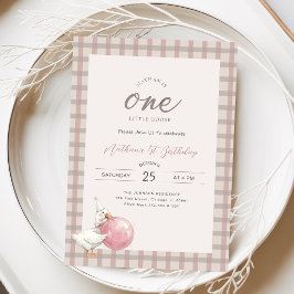 Um Pequeno Ganso | Bebê com Laço Rosa Aniversário