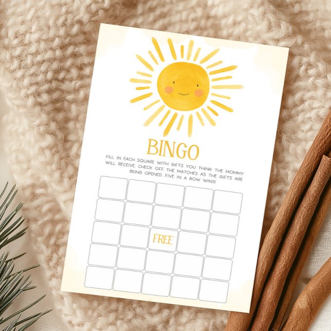 Um Pequeno Raio de Sol Jogo de Bingo para Chá de B (Little Ray of Sunshine Baby Shower Bingo Game)