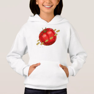 Um planeta de tomate com pizzas ao seu redor