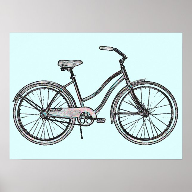 Um Poster de bicicleta retrô (Frente)