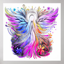 Um pôster de parede de anjo com cores pastel em es