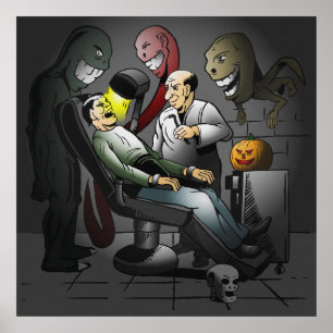 Um pôster de uma Noite de Halloween no Dentista