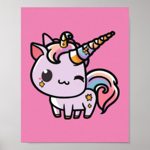 Um poster de unicórnio kawaii